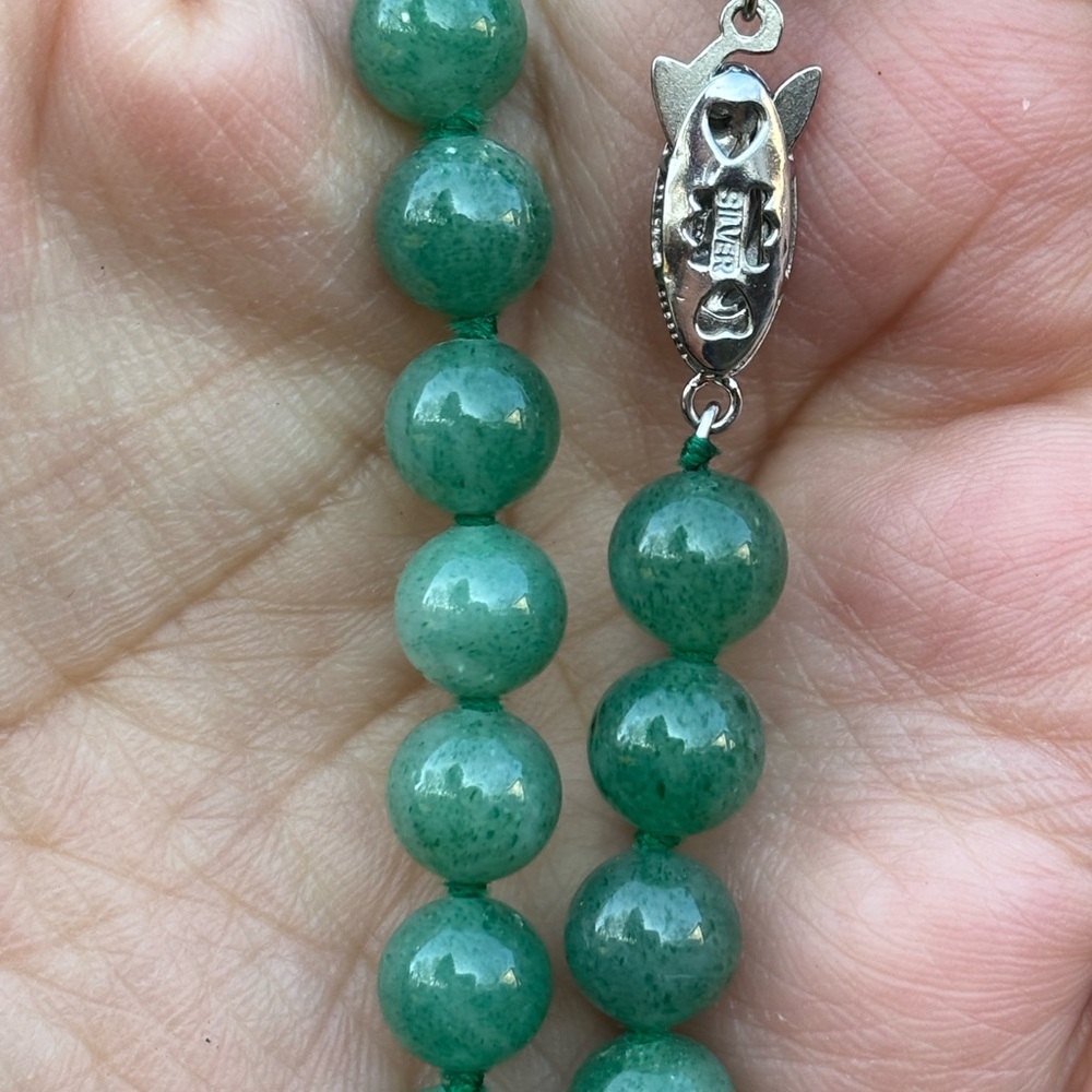Vintage Green Aventurine Beaded Necklace 22”